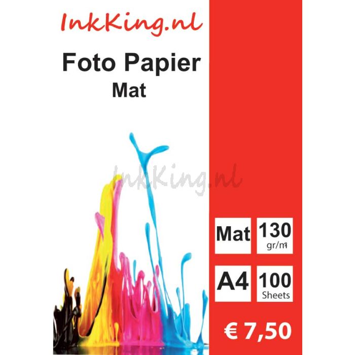 INKKING Fotopapier Mat A4 130gr 1-Zijdig 100st.